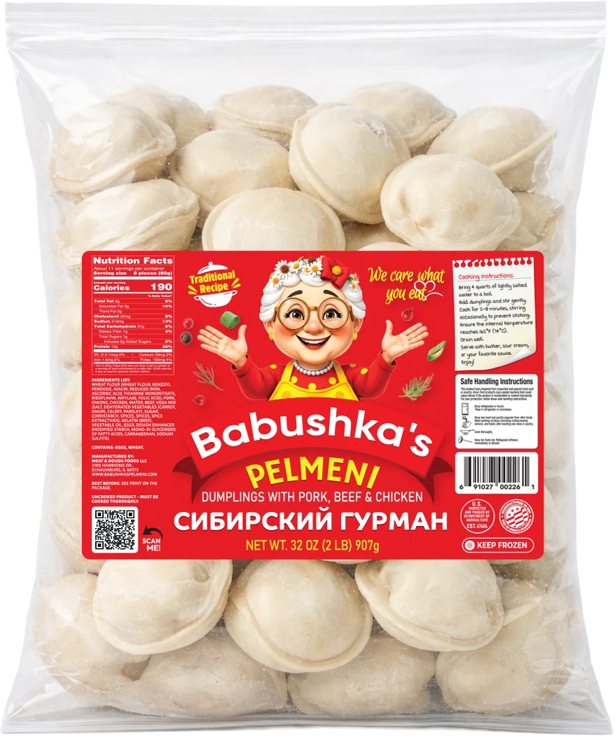 Babushka's Siberian — pork, beef & chicken Regular pelmeni, 2 lb (907 g)
