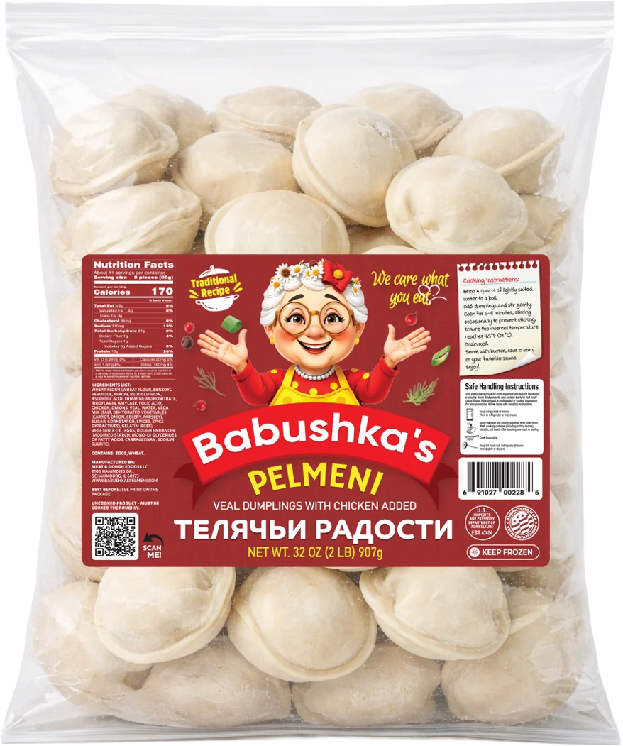 Babushka's Veal with added chicken Regular pelmeni, 2 lb (907 g)