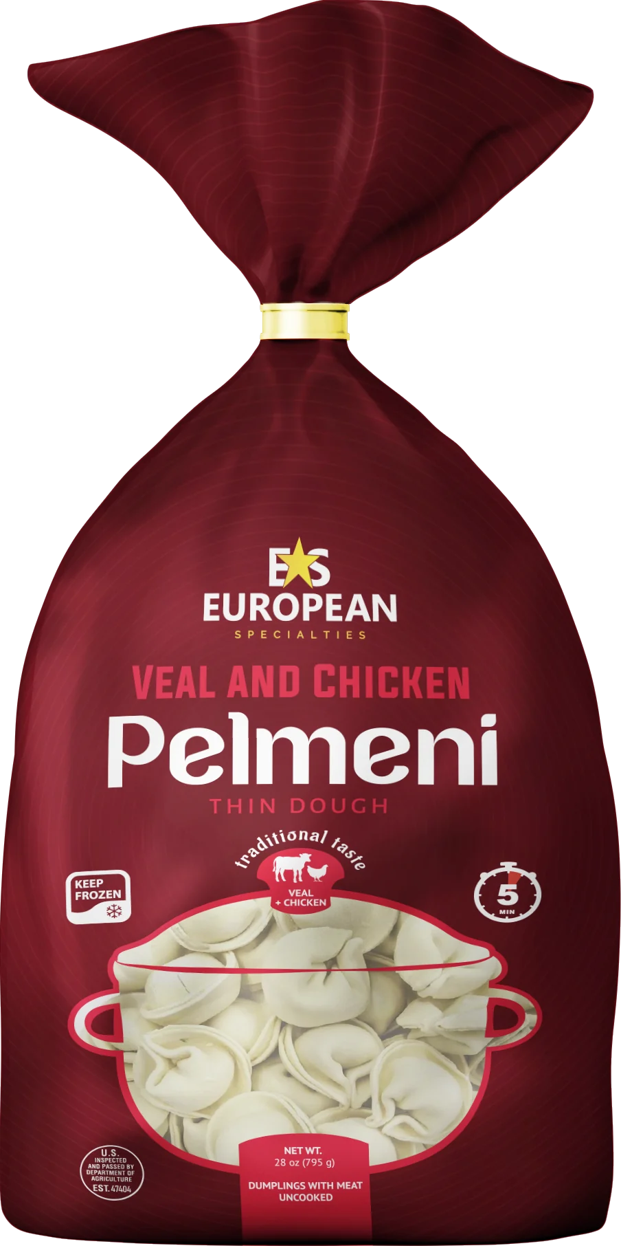 European Specialties Veal Regular pelmeni, 1.75 lb (795 g)